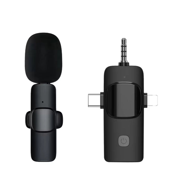 3In1 Wireless Microphone for Iphone Android Cameras Wireless Microphone for Interviews Vlog Noise Cancelling Lavalier Microphone
